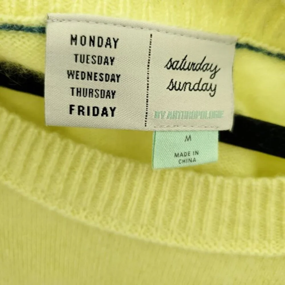 Anthropologie Saturday/Sunday Daphne Cashmere Pullover Sweater M Neon Yellow